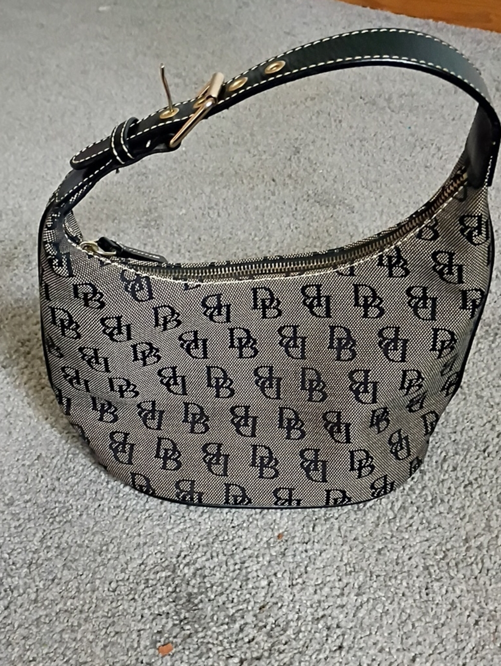 Authentic Dooney & Bourke Black and Cream Shoulder Hobo Bag
